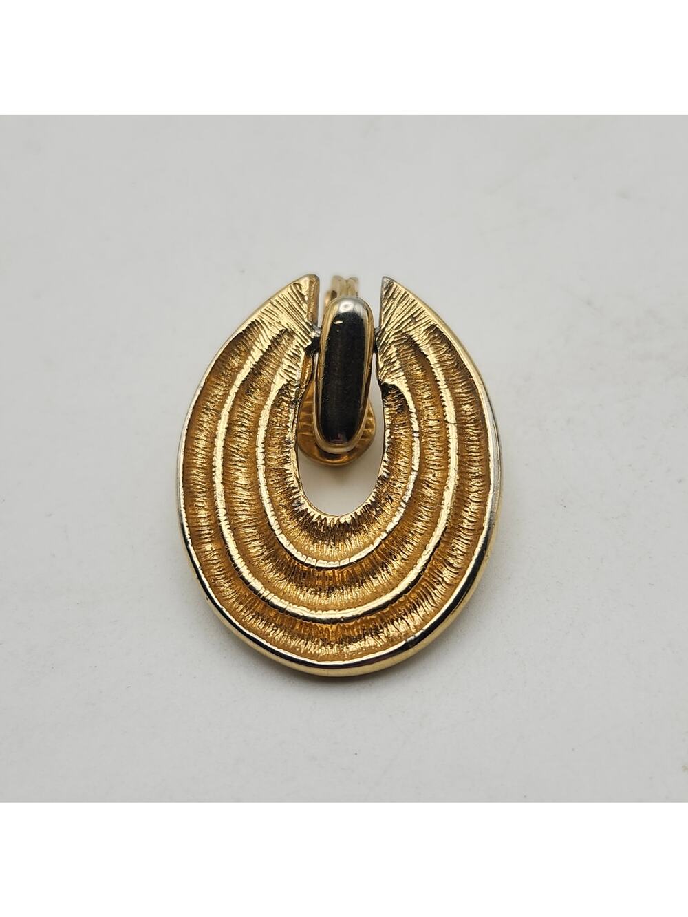 Vintage Monet Gold Tone Clip On Earring Single Replacement Teardrop Signed